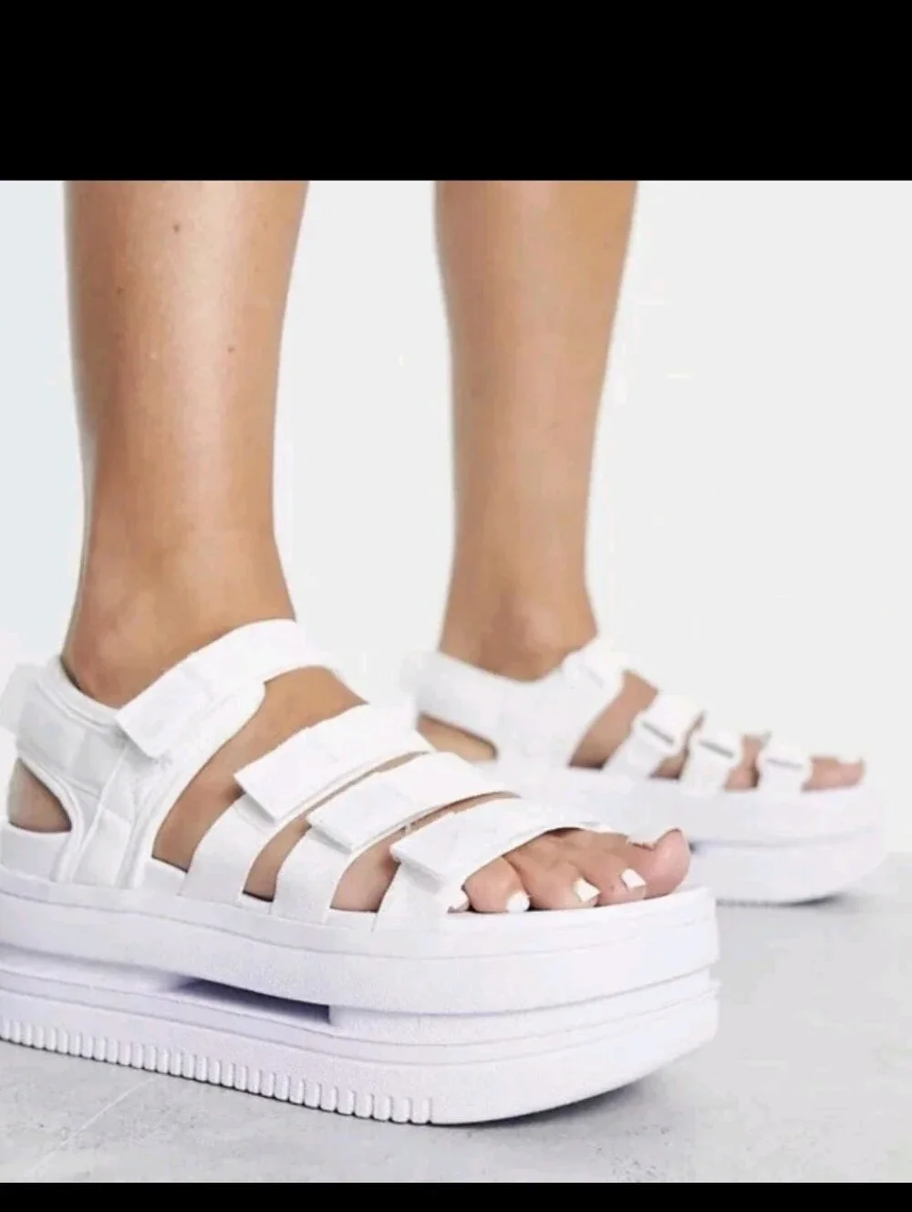 Nike Icon Classic platform sandals Size 9 PLATIMUM WHITE Platform